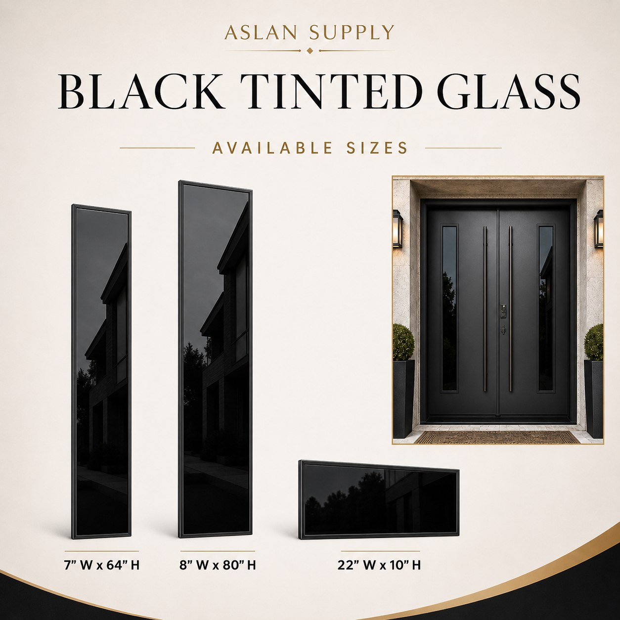 Black Tinted Glass Inserts for Entry Doors – Privacy Glass Panels