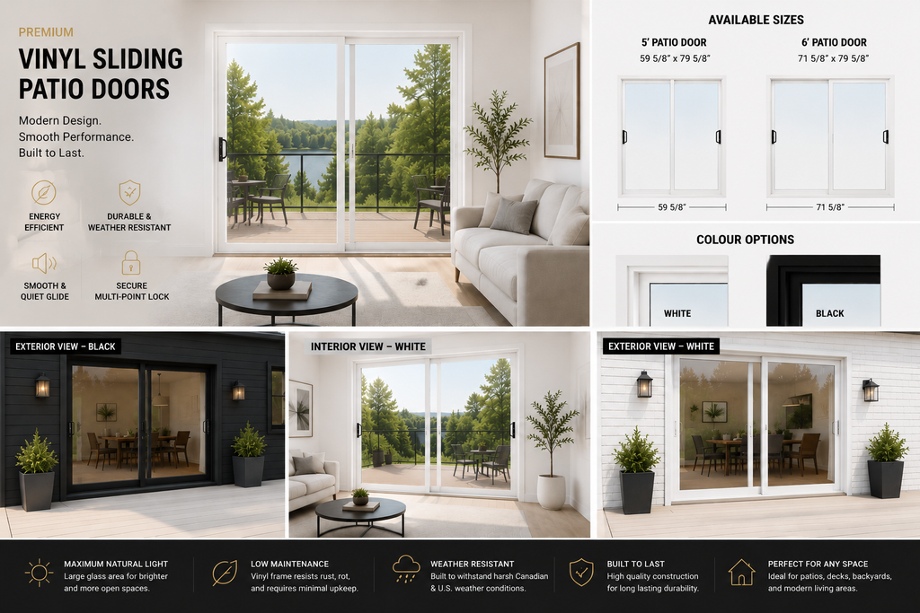 Vinyl Patio Sliding Door with Screen