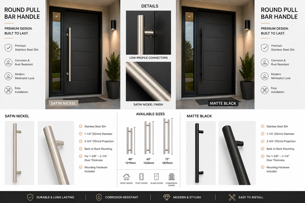 Round Stainless Steel Pull Bar Handle