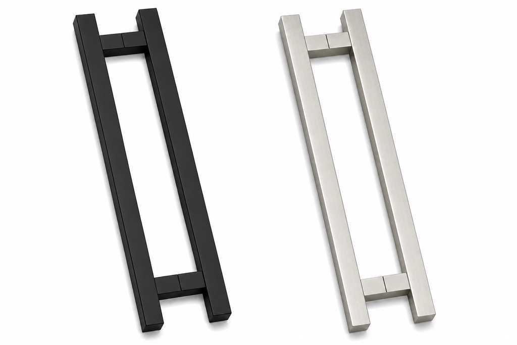 Square Stainless Steel Pull Bar Handle – Brushed Silver & Matte Black (48", 60", 72")