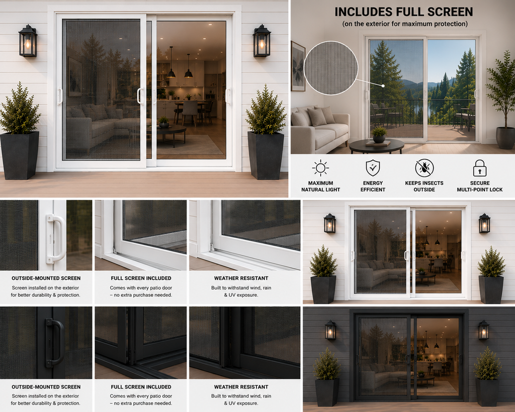 Vinyl Patio Sliding Door with Screen